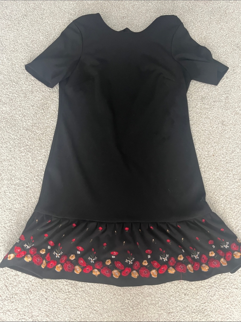 Calvin Klein Black Dress with Red & Gold Floral Trim